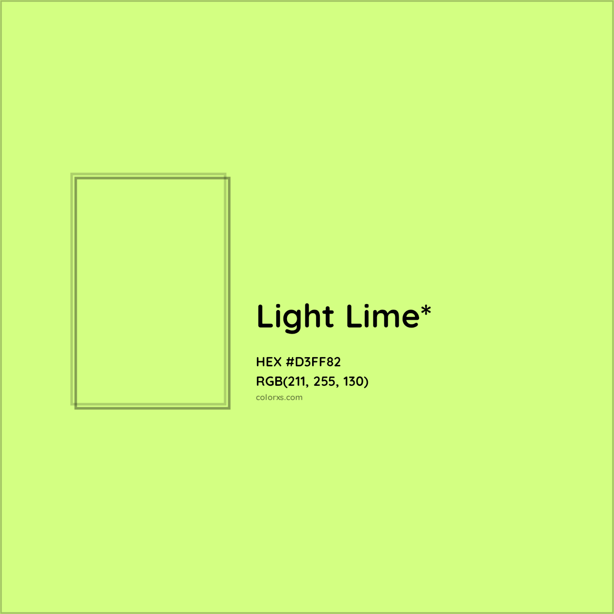 #D3FF82 hex color. RGB, RYB, CMYK, HSL, HSV codes and color conversions. Matching color names, palettes, paints.