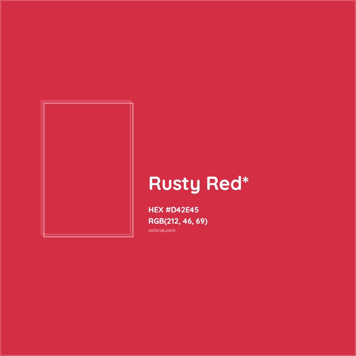 #D42E45 hex color. RGB, RYB, CMYK, HSL, HSV codes and color conversions. Matching color names, palettes, paints.