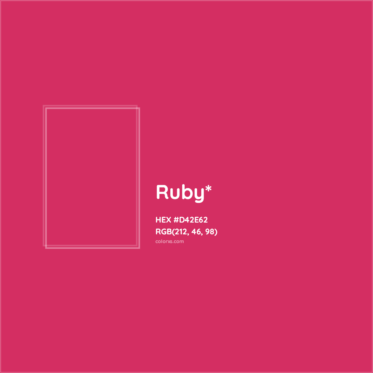 #D42E62 hex color. RGB, RYB, CMYK, HSL, HSV codes and color conversions. Matching color names, palettes, paints.