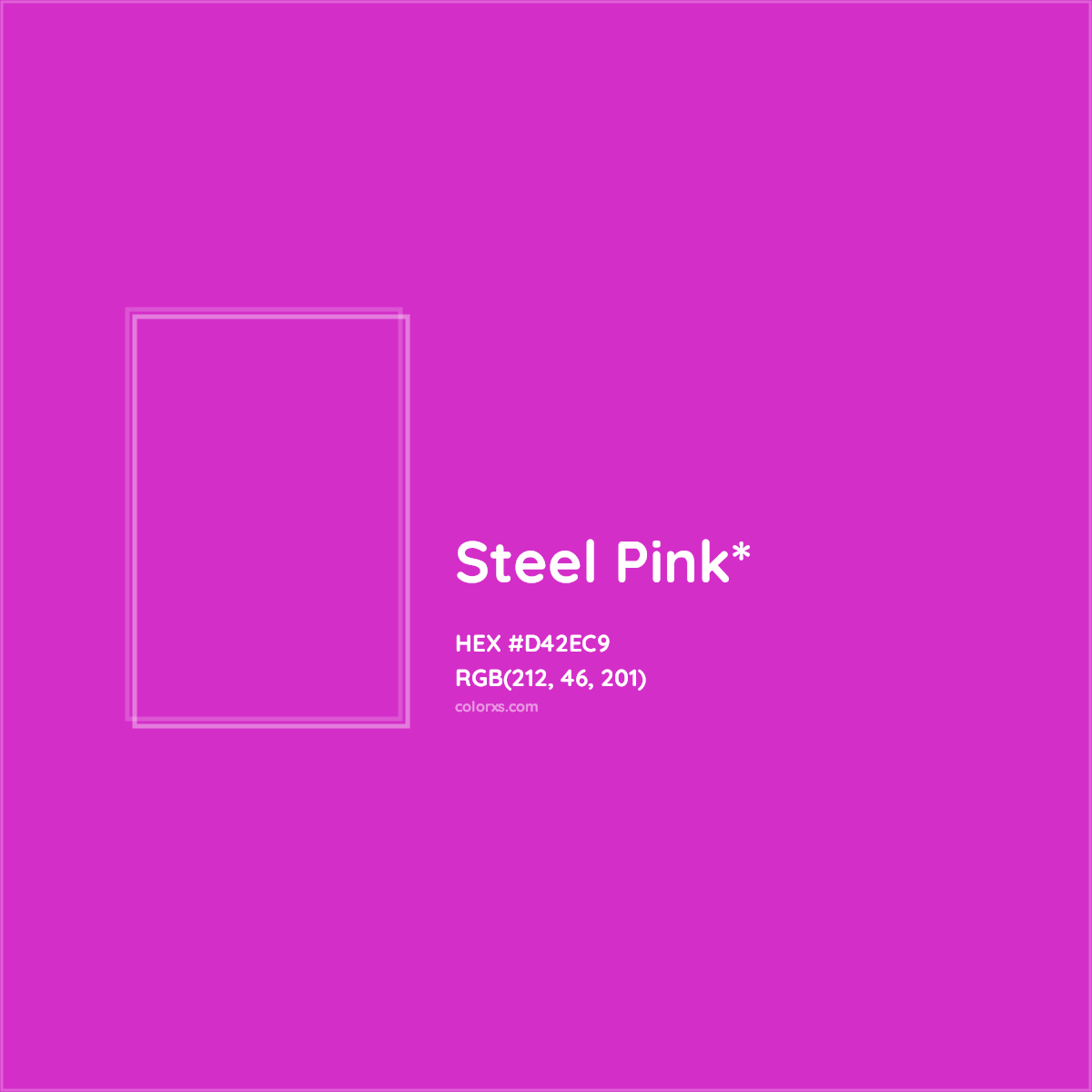 #D42EC9 hex color. RGB, RYB, CMYK, HSL, HSV codes and color conversions. Matching color names, palettes, paints.