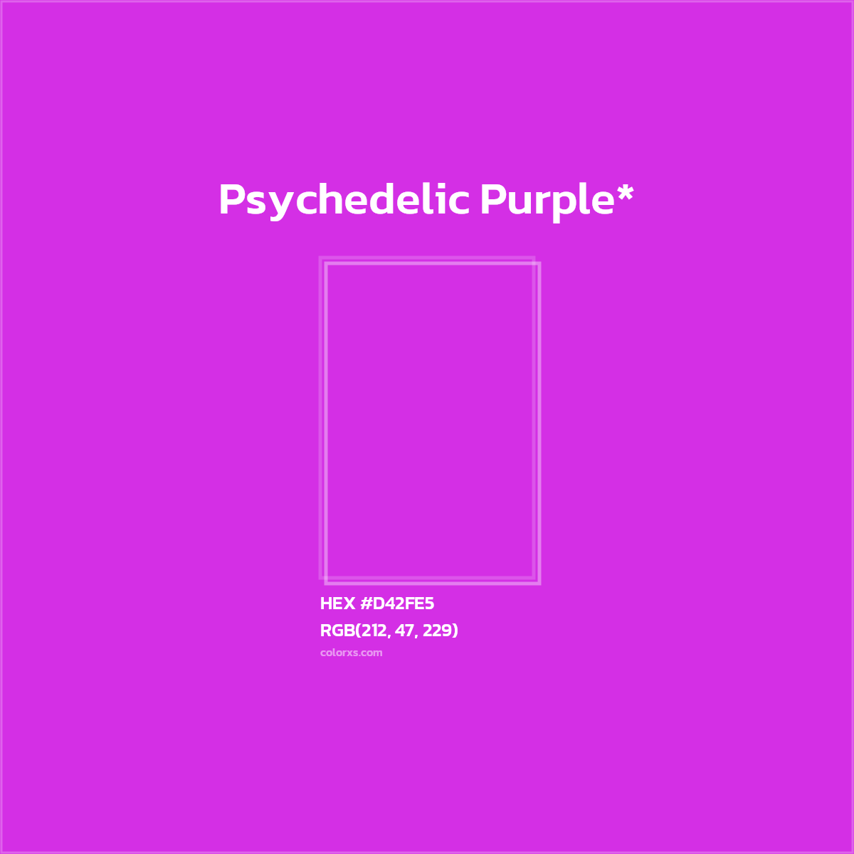 #D42FE5 hex color. RGB, RYB, CMYK, HSL, HSV codes and color conversions. Matching color names, palettes, paints.