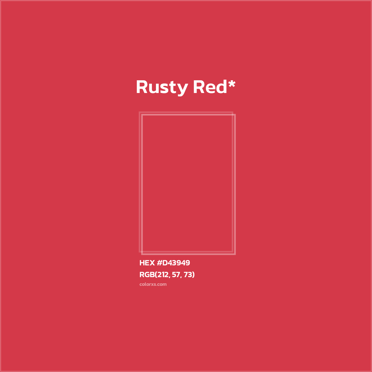 #D43949 hex color. RGB, RYB, CMYK, HSL, HSV codes and color conversions. Matching color names, palettes, paints.
