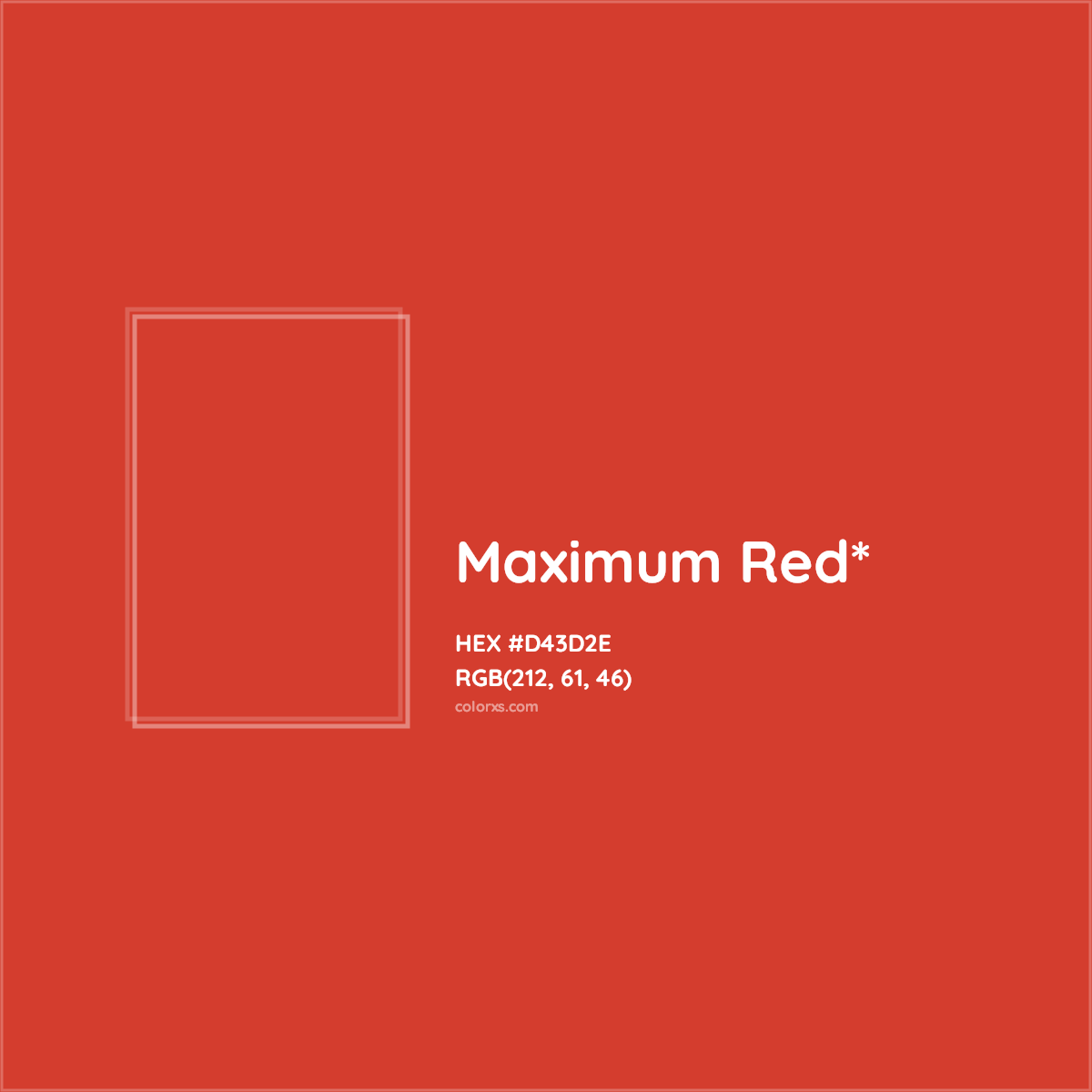 #D43D2E hex color. RGB, RYB, CMYK, HSL, HSV codes and color conversions. Matching color names, palettes, paints.