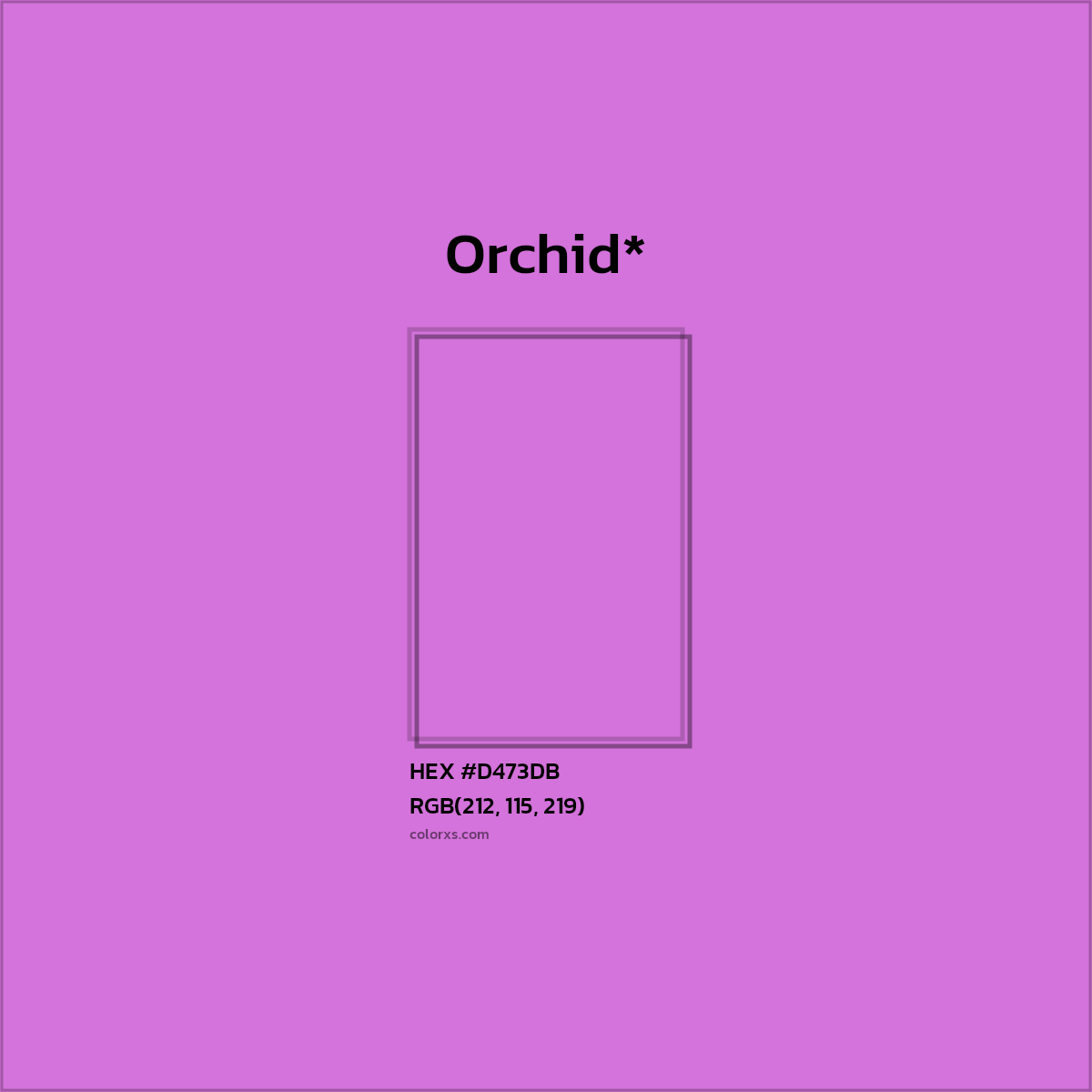 #D473DB hex color. RGB, RYB, CMYK, HSL, HSV codes and color conversions. Matching color names, palettes, paints.