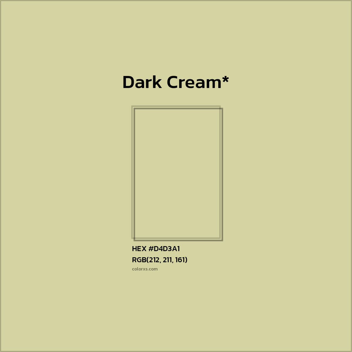 #D4D3A1 hex color. RGB, RYB, CMYK, HSL, HSV codes and color conversions. Matching color names, palettes, paints.