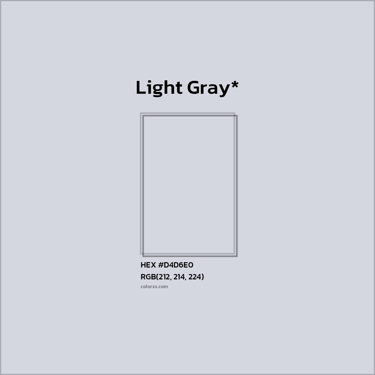 #D4D6E0 hex color. RGB, RYB, CMYK, HSL, HSV codes and color conversions. Matching color names, palettes, paints.