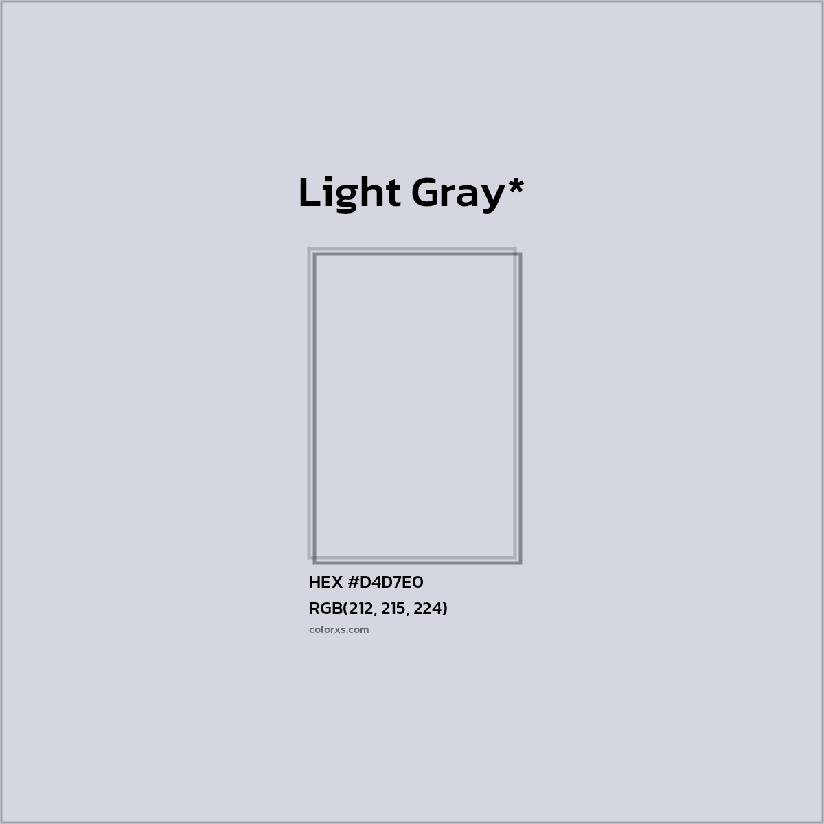 #D4D7E0 hex color. RGB, RYB, CMYK, HSL, HSV codes and color conversions. Matching color names, palettes, paints.