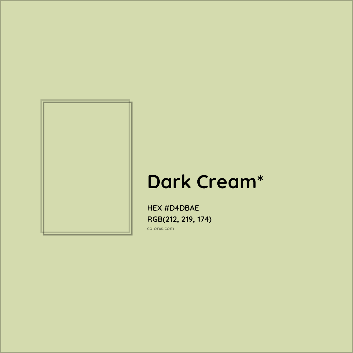 #D4DBAE hex color. RGB, RYB, CMYK, HSL, HSV codes and color conversions. Matching color names, palettes, paints.