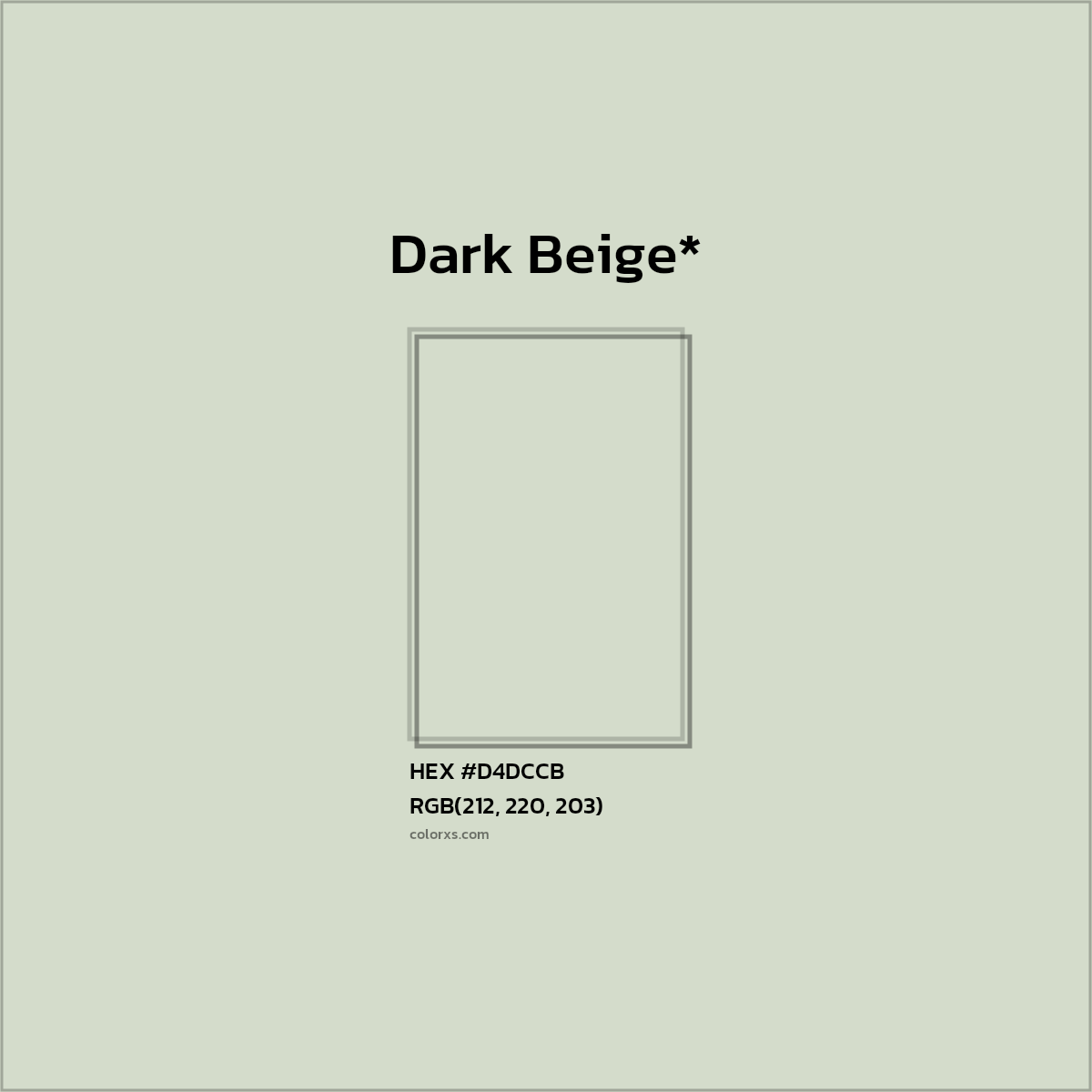 #D4DCCB hex color. RGB, RYB, CMYK, HSL, HSV codes and color conversions. Matching color names, palettes, paints.
