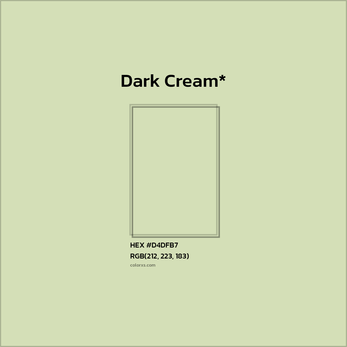 #D4DFB7 hex color. RGB, RYB, CMYK, HSL, HSV codes and color conversions. Matching color names, palettes, paints.