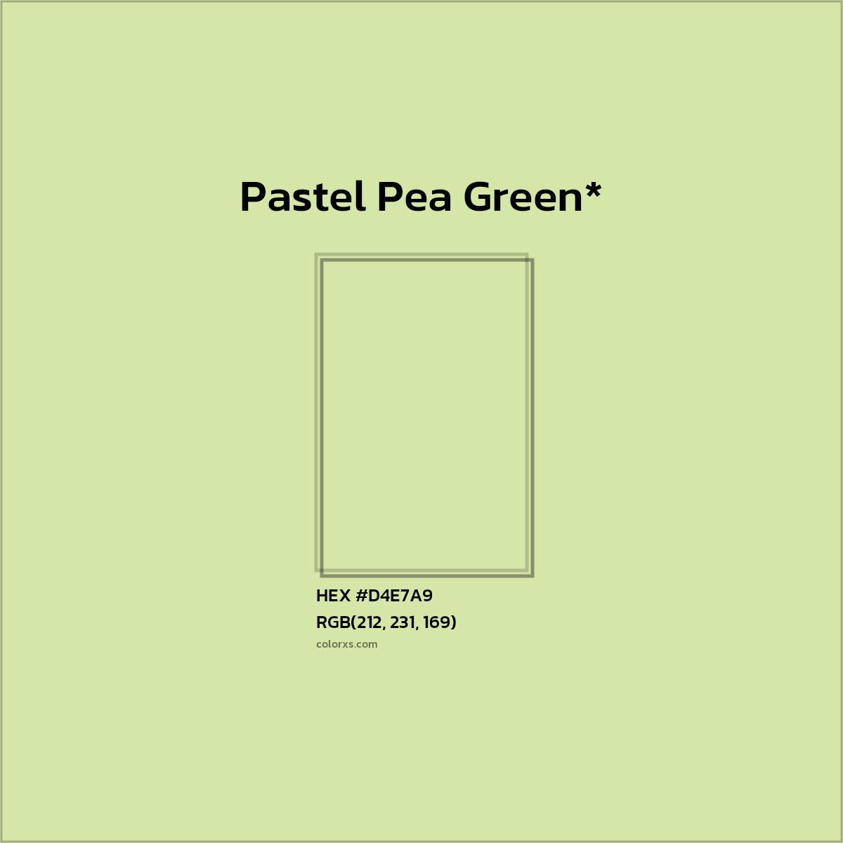 #D4E7A9 hex color. RGB, RYB, CMYK, HSL, HSV codes and color conversions. Matching color names, palettes, paints.