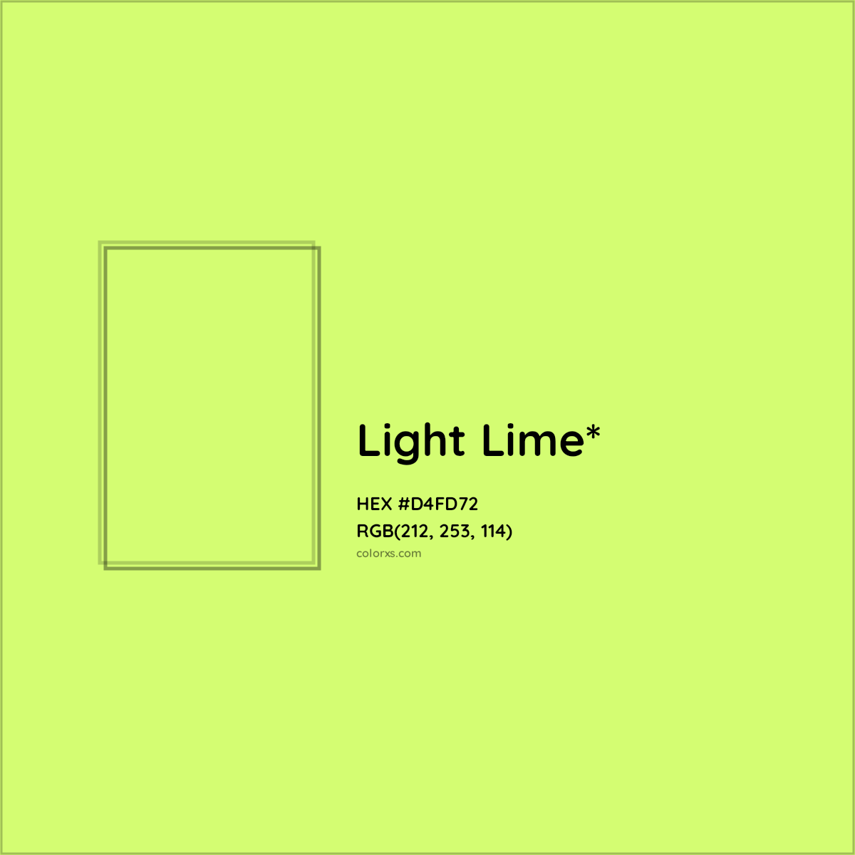 #D4FD72 hex color. RGB, RYB, CMYK, HSL, HSV codes and color conversions. Matching color names, palettes, paints.