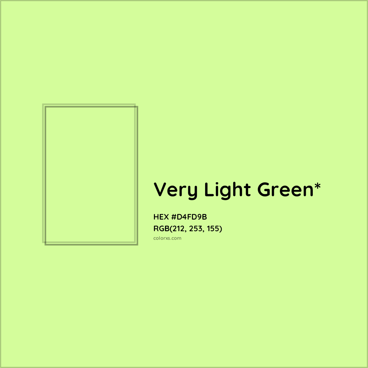 #D4FD9B hex color. RGB, RYB, CMYK, HSL, HSV codes and color conversions. Matching color names, palettes, paints.