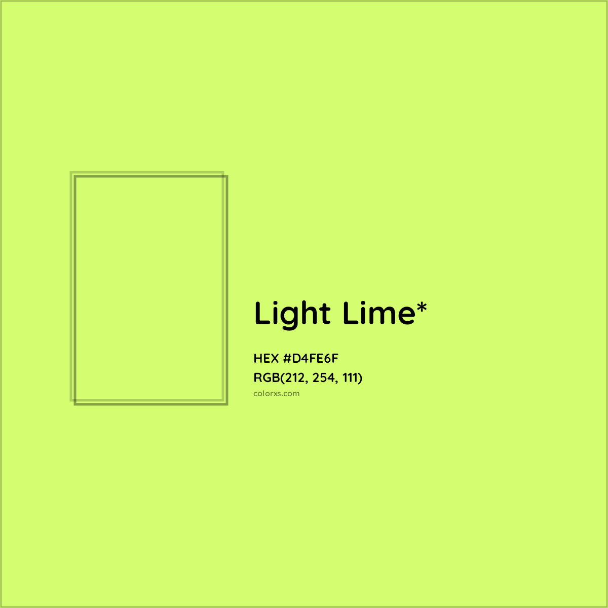 #D4FE6F hex color. RGB, RYB, CMYK, HSL, HSV codes and color conversions. Matching color names, palettes, paints.