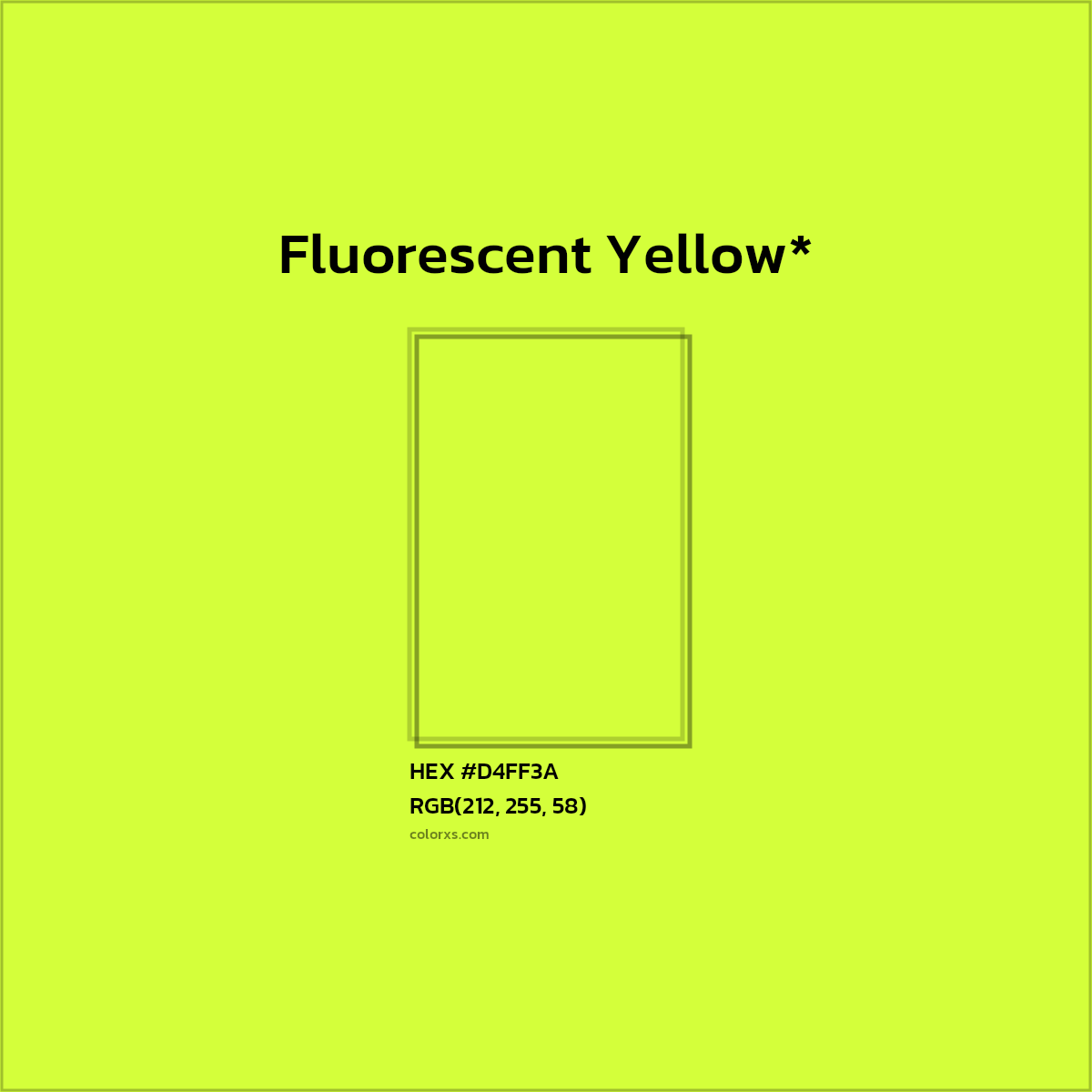 #D4FF3A hex color. RGB, RYB, CMYK, HSL, HSV codes and color conversions. Matching color names, palettes, paints.