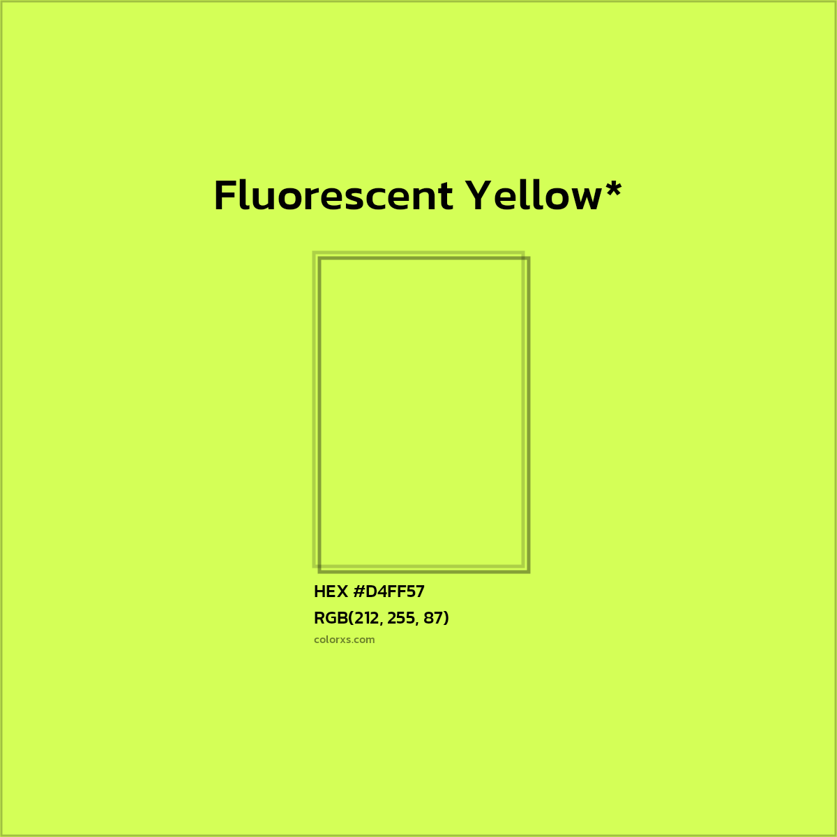 #D4FF57 hex color. RGB, RYB, CMYK, HSL, HSV codes and color conversions. Matching color names, palettes, paints.