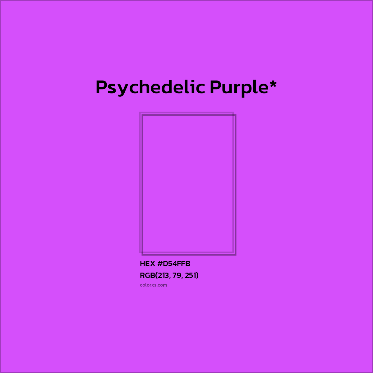 #D54FFB hex color. RGB, RYB, CMYK, HSL, HSV codes and color conversions. Matching color names, palettes, paints.