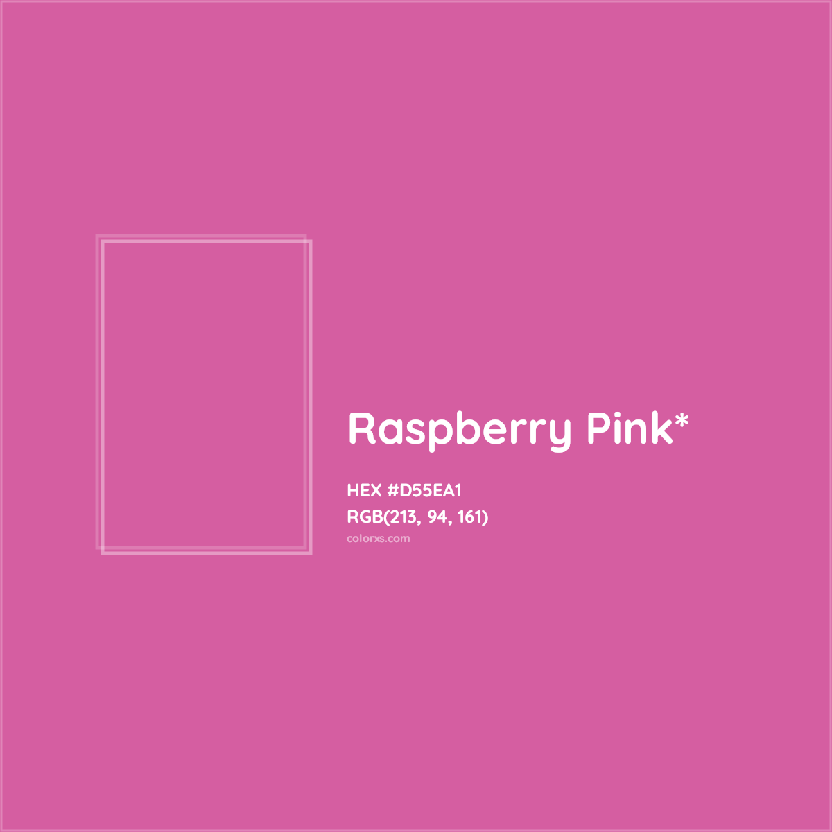 #D55EA1 hex color. RGB, RYB, CMYK, HSL, HSV codes and color conversions. Matching color names, palettes, paints.
