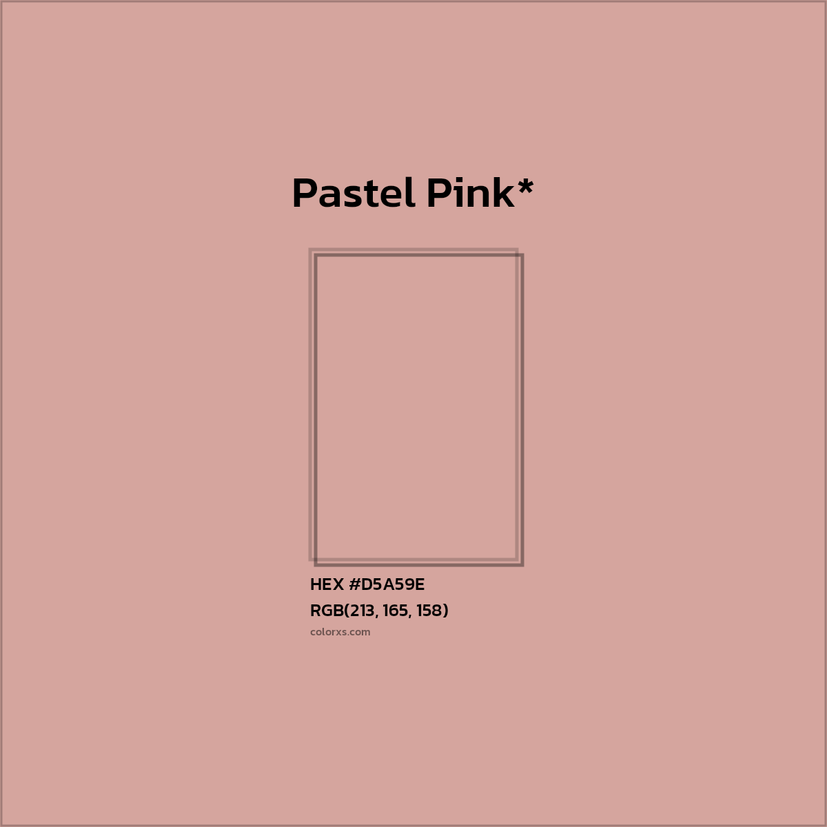 #D5A59E hex color. RGB, RYB, CMYK, HSL, HSV codes and color conversions. Matching color names, palettes, paints.