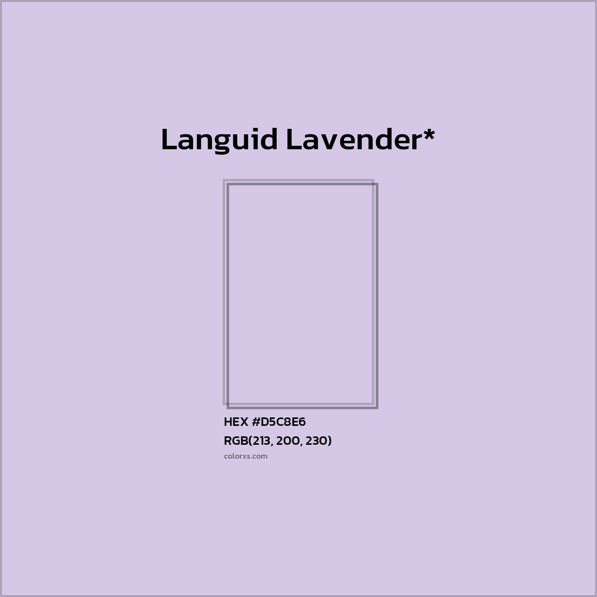 #D5C8E6 hex color. RGB, RYB, CMYK, HSL, HSV codes and color conversions. Matching color names, palettes, paints.