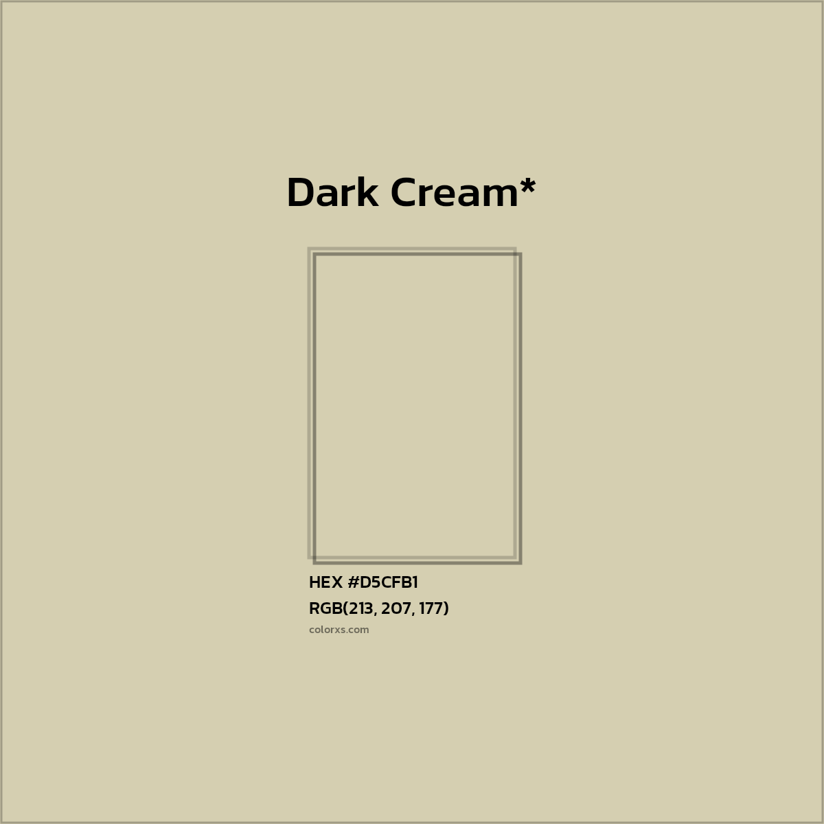 #D5CFB1 hex color. RGB, RYB, CMYK, HSL, HSV codes and color conversions. Matching color names, palettes, paints.