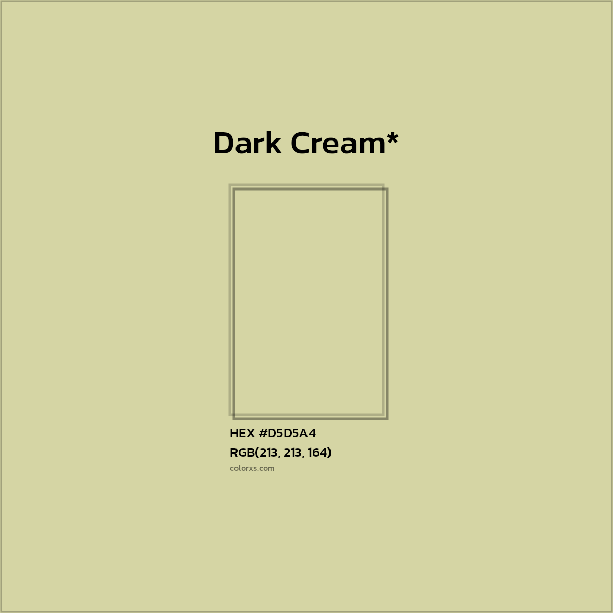 #D5D5A4 hex color. RGB, RYB, CMYK, HSL, HSV codes and color conversions. Matching color names, palettes, paints.