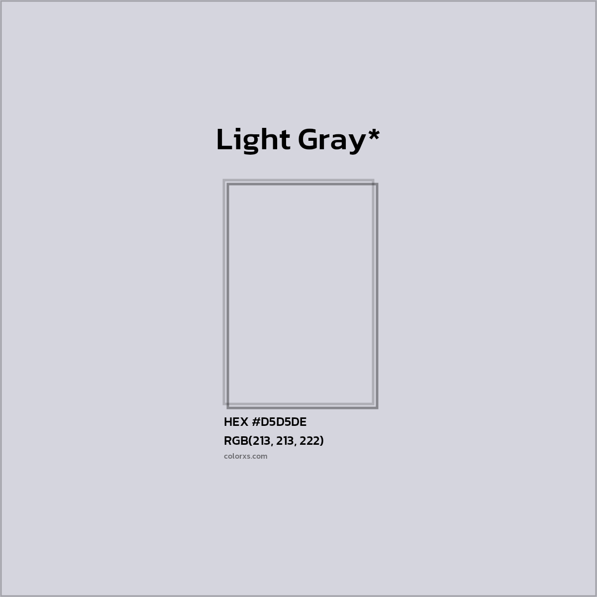 #D5D5DE hex color. RGB, RYB, CMYK, HSL, HSV codes and color conversions. Matching color names, palettes, paints.