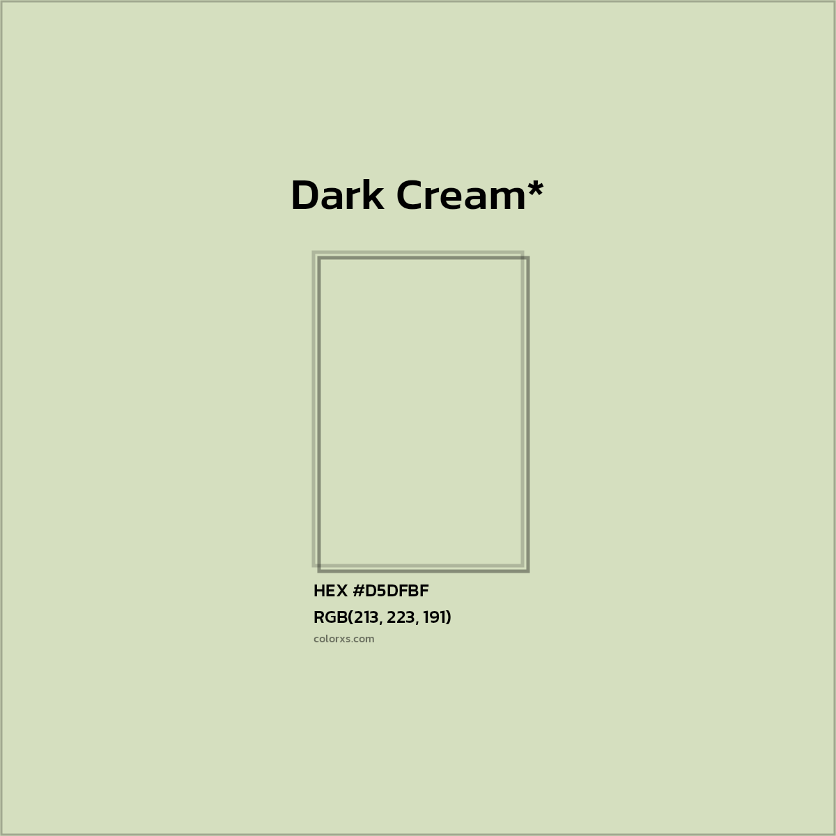#D5DFBF hex color. RGB, RYB, CMYK, HSL, HSV codes and color conversions. Matching color names, palettes, paints.