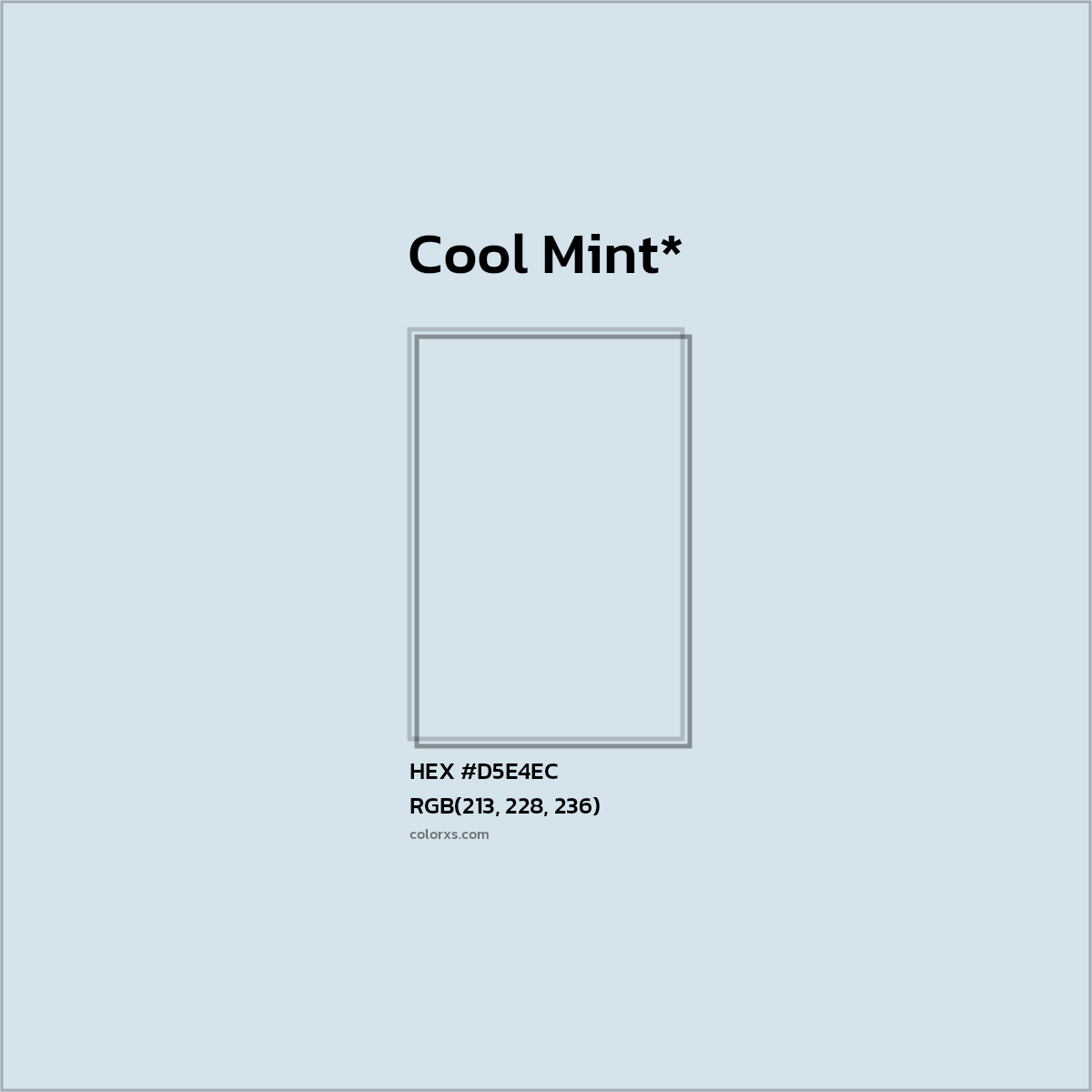 #D5E4EC hex color. RGB, RYB, CMYK, HSL, HSV codes and color conversions. Matching color names, palettes, paints.