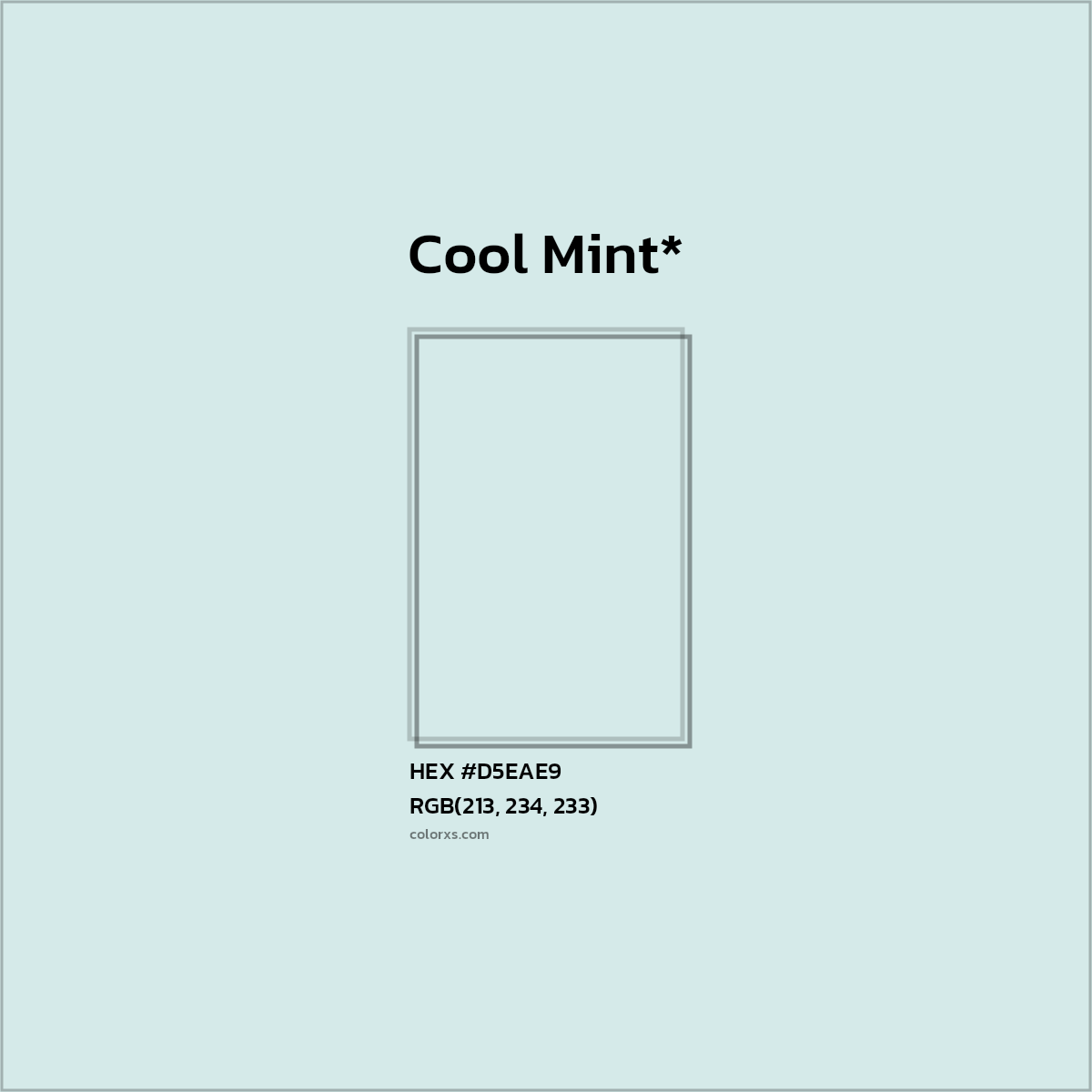 #D5EAE9 hex color. RGB, RYB, CMYK, HSL, HSV codes and color conversions. Matching color names, palettes, paints.