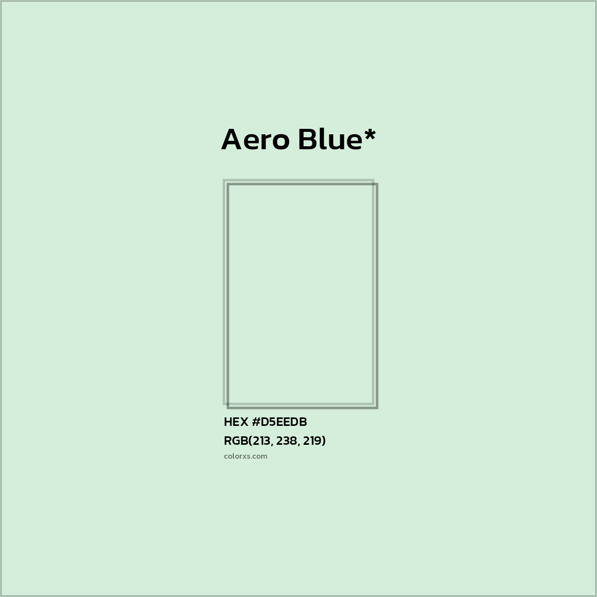 #D5EEDB hex color. RGB, RYB, CMYK, HSL, HSV codes and color conversions. Matching color names, palettes, paints.