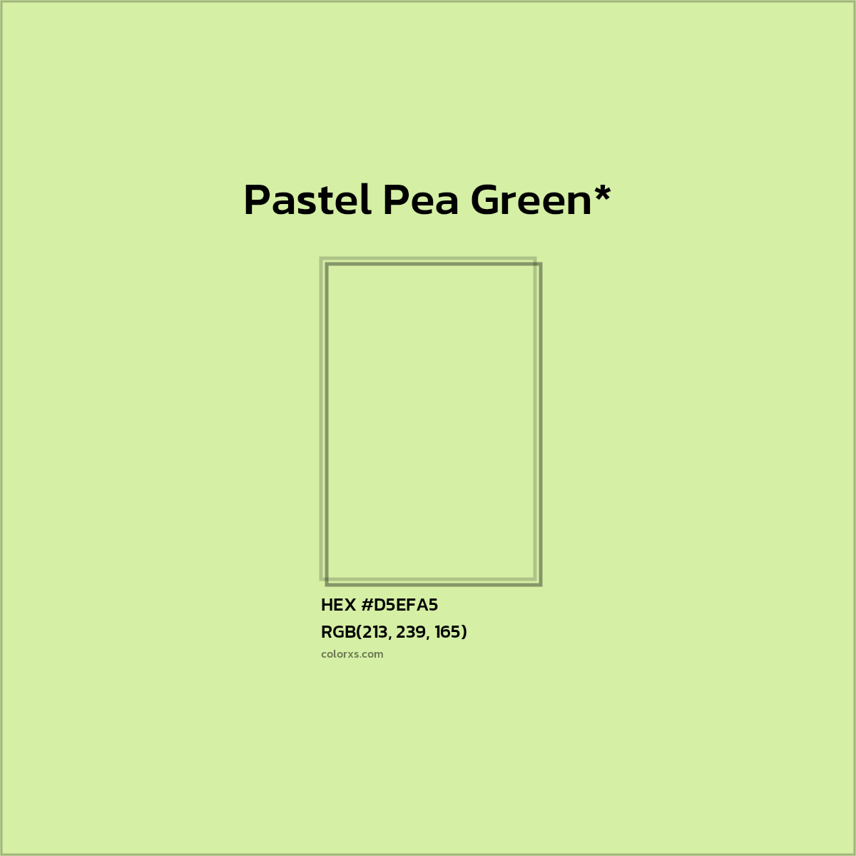 #D5EFA5 hex color. RGB, RYB, CMYK, HSL, HSV codes and color conversions. Matching color names, palettes, paints.