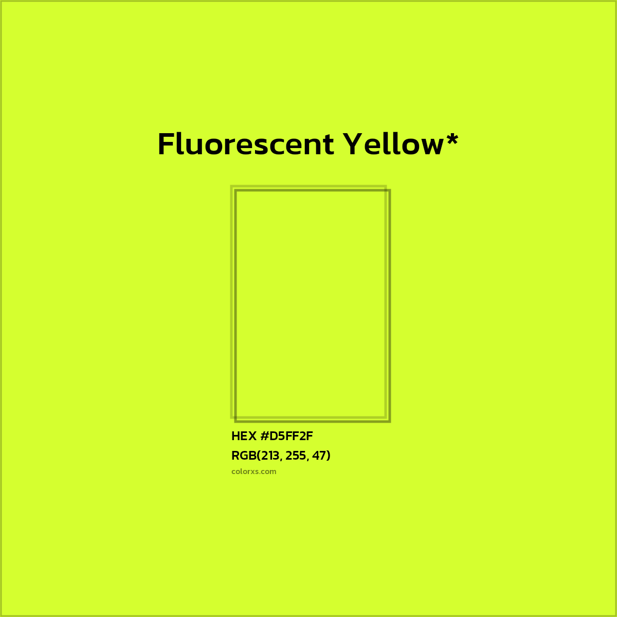 #D5FF2F hex color. RGB, RYB, CMYK, HSL, HSV codes and color conversions. Matching color names, palettes, paints.