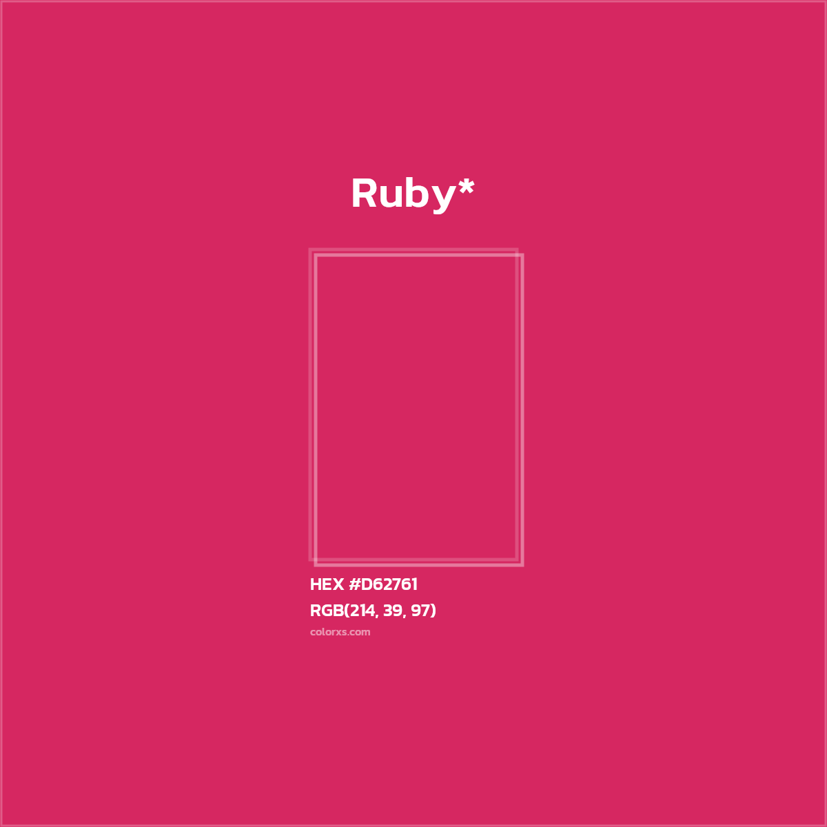 #D62761 hex color. RGB, RYB, CMYK, HSL, HSV codes and color conversions. Matching color names, palettes, paints.