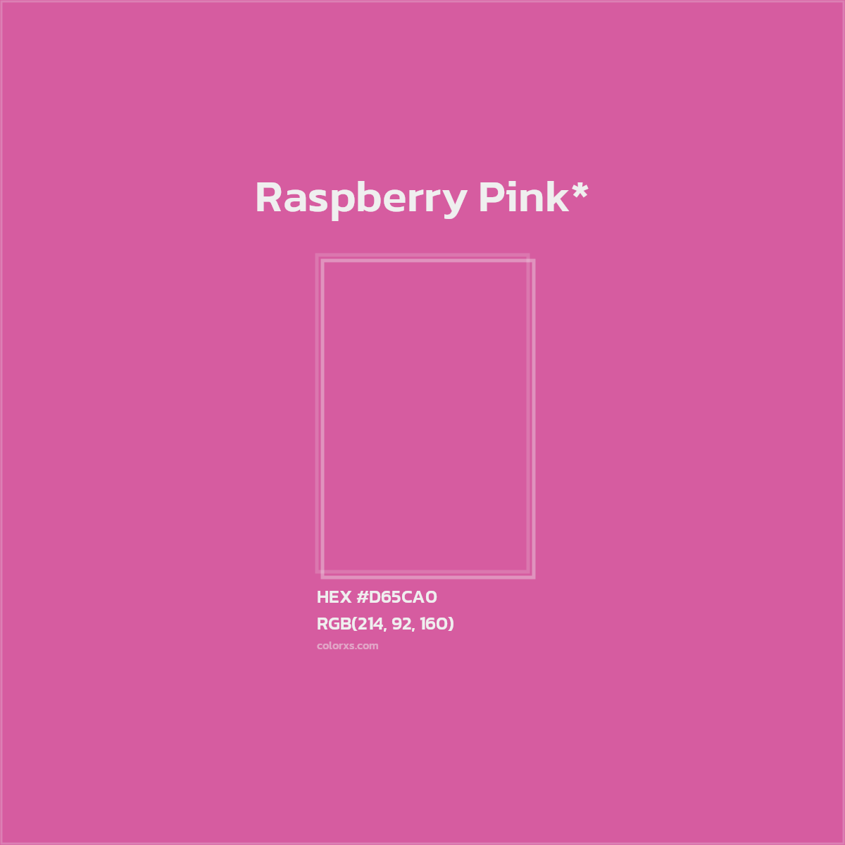 #D65CA0 hex color. RGB, RYB, CMYK, HSL, HSV codes and color conversions. Matching color names, palettes, paints.