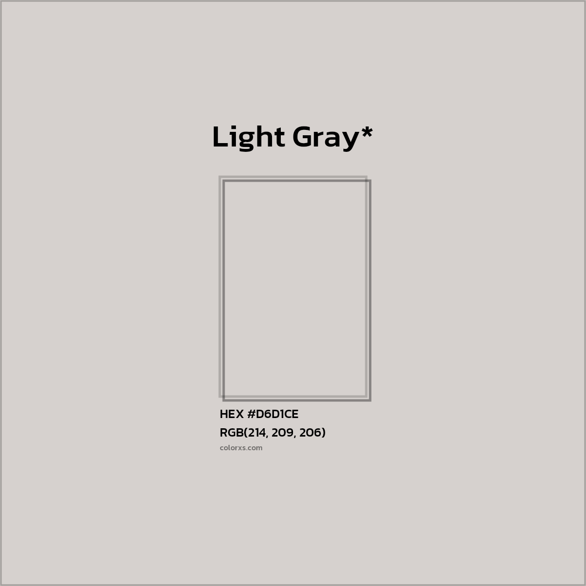 #D6D1CE hex color. RGB, RYB, CMYK, HSL, HSV codes and color conversions. Matching color names, palettes, paints.