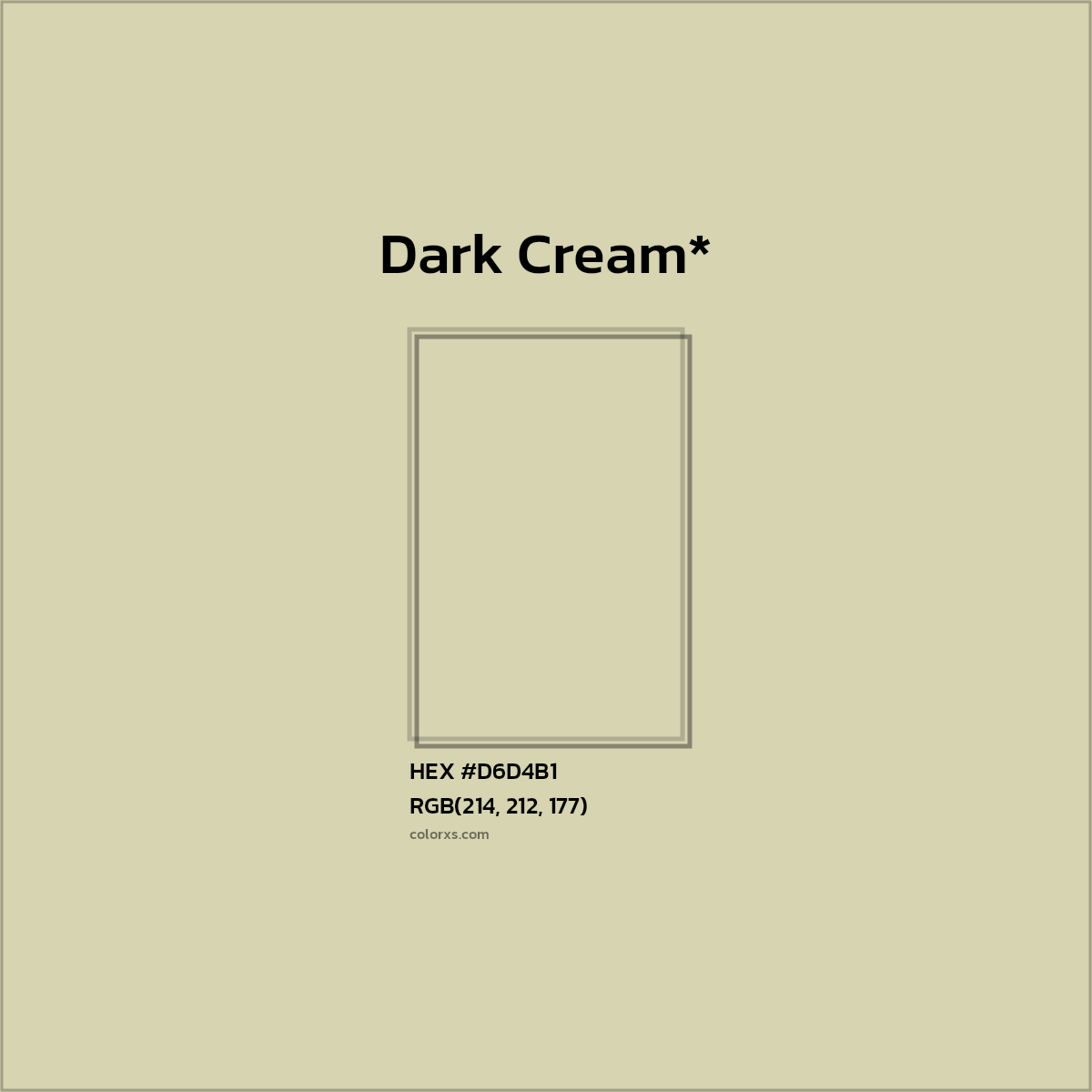 #D6D4B1 hex color. RGB, RYB, CMYK, HSL, HSV codes and color conversions. Matching color names, palettes, paints.