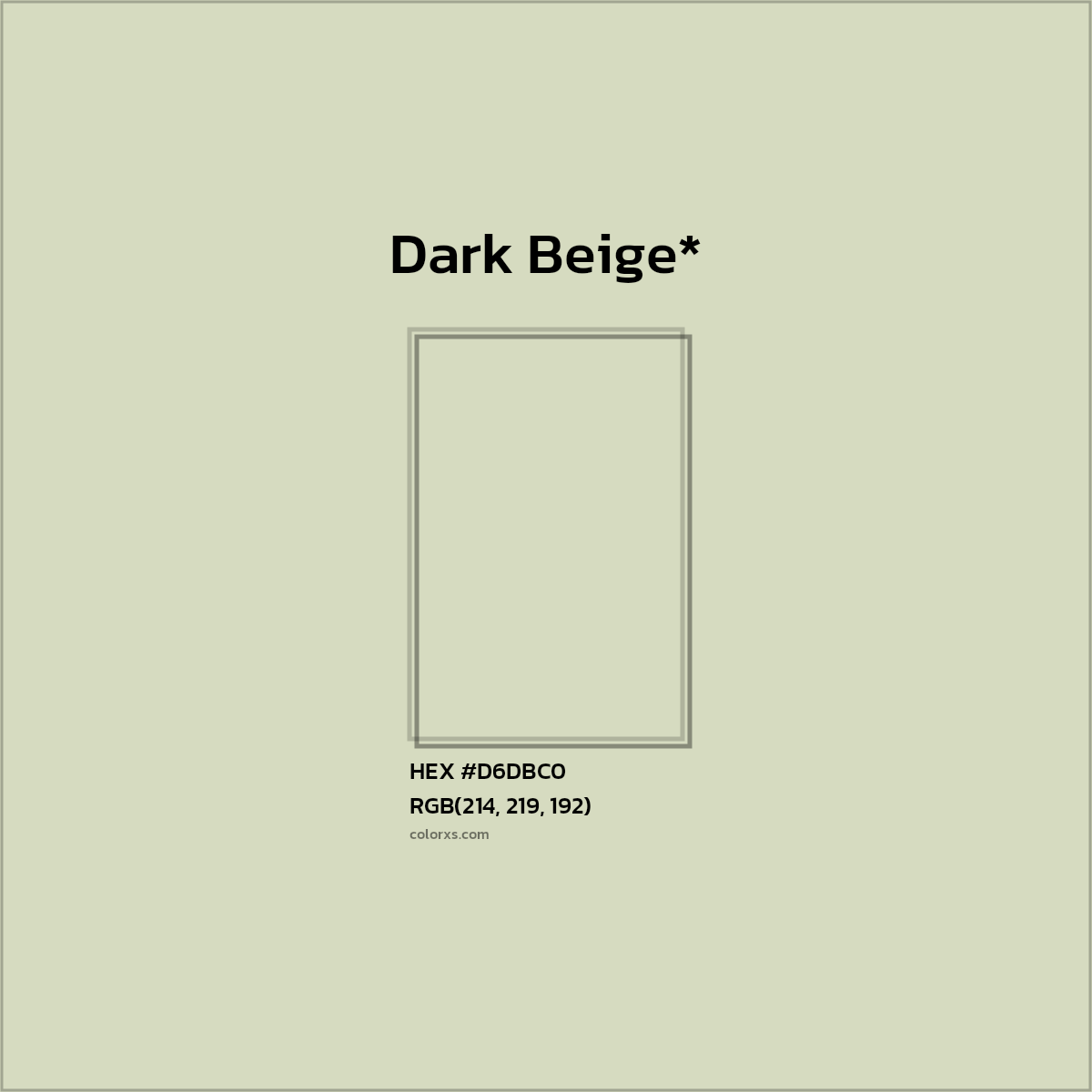 #D6DBC0 hex color. RGB, RYB, CMYK, HSL, HSV codes and color conversions. Matching color names, palettes, paints.