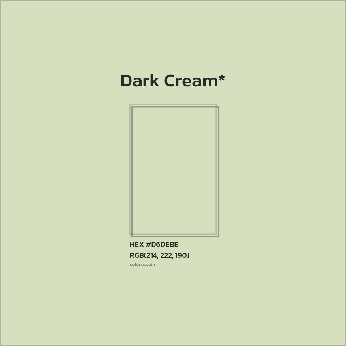 #D6DEBE hex color. RGB, RYB, CMYK, HSL, HSV codes and color conversions. Matching color names, palettes, paints.