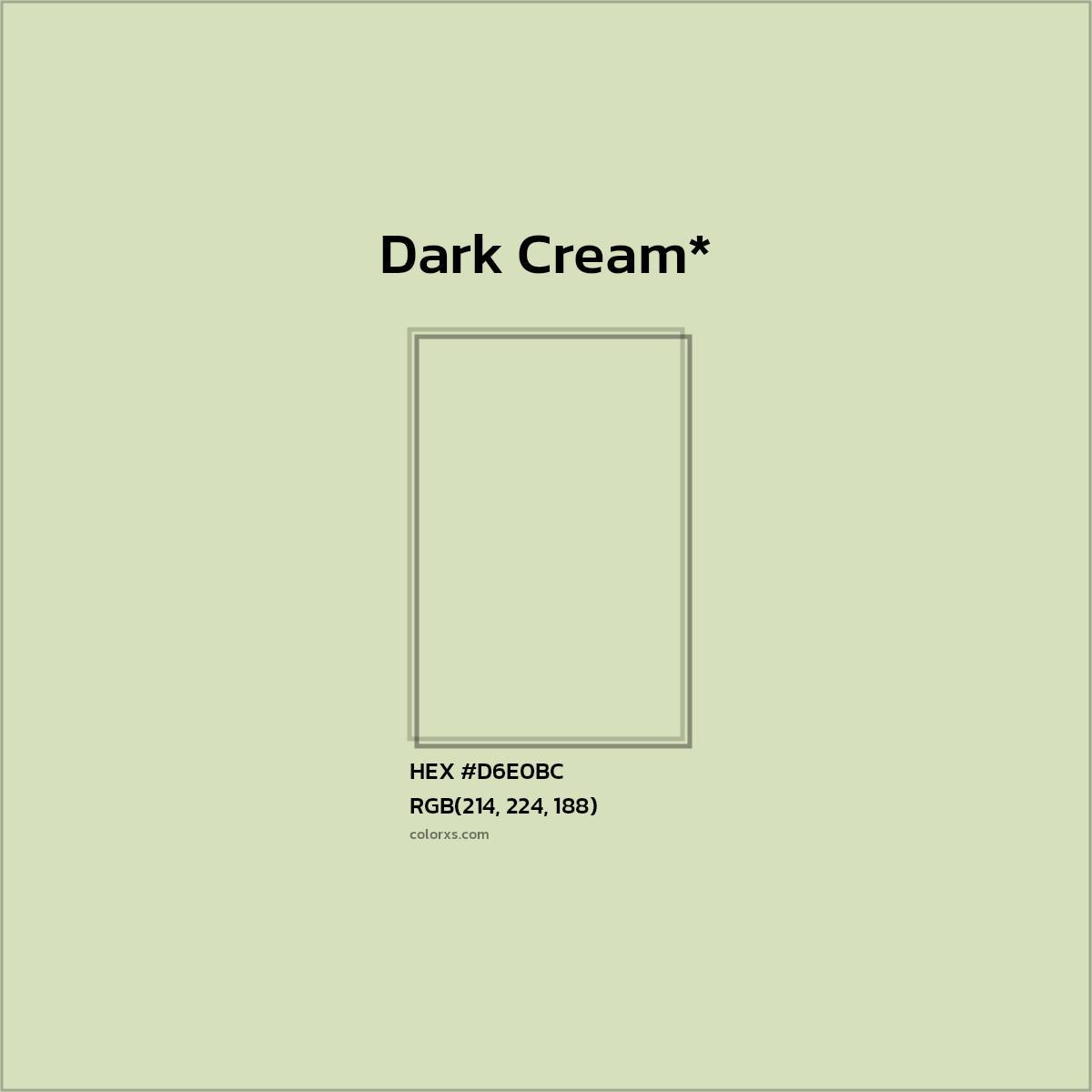 #D6E0BC hex color. RGB, RYB, CMYK, HSL, HSV codes and color conversions. Matching color names, palettes, paints.