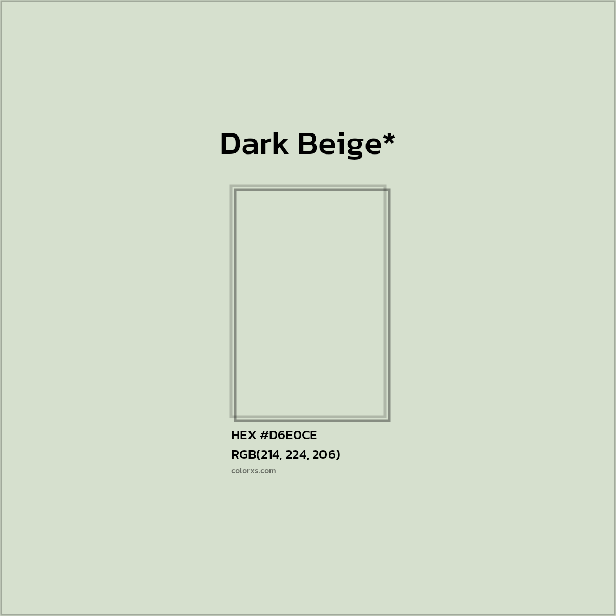#D6E0CE hex color. RGB, RYB, CMYK, HSL, HSV codes and color conversions. Matching color names, palettes, paints.