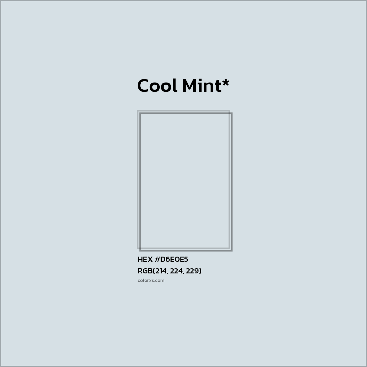 #D6E0E5 hex color. RGB, RYB, CMYK, HSL, HSV codes and color conversions. Matching color names, palettes, paints.