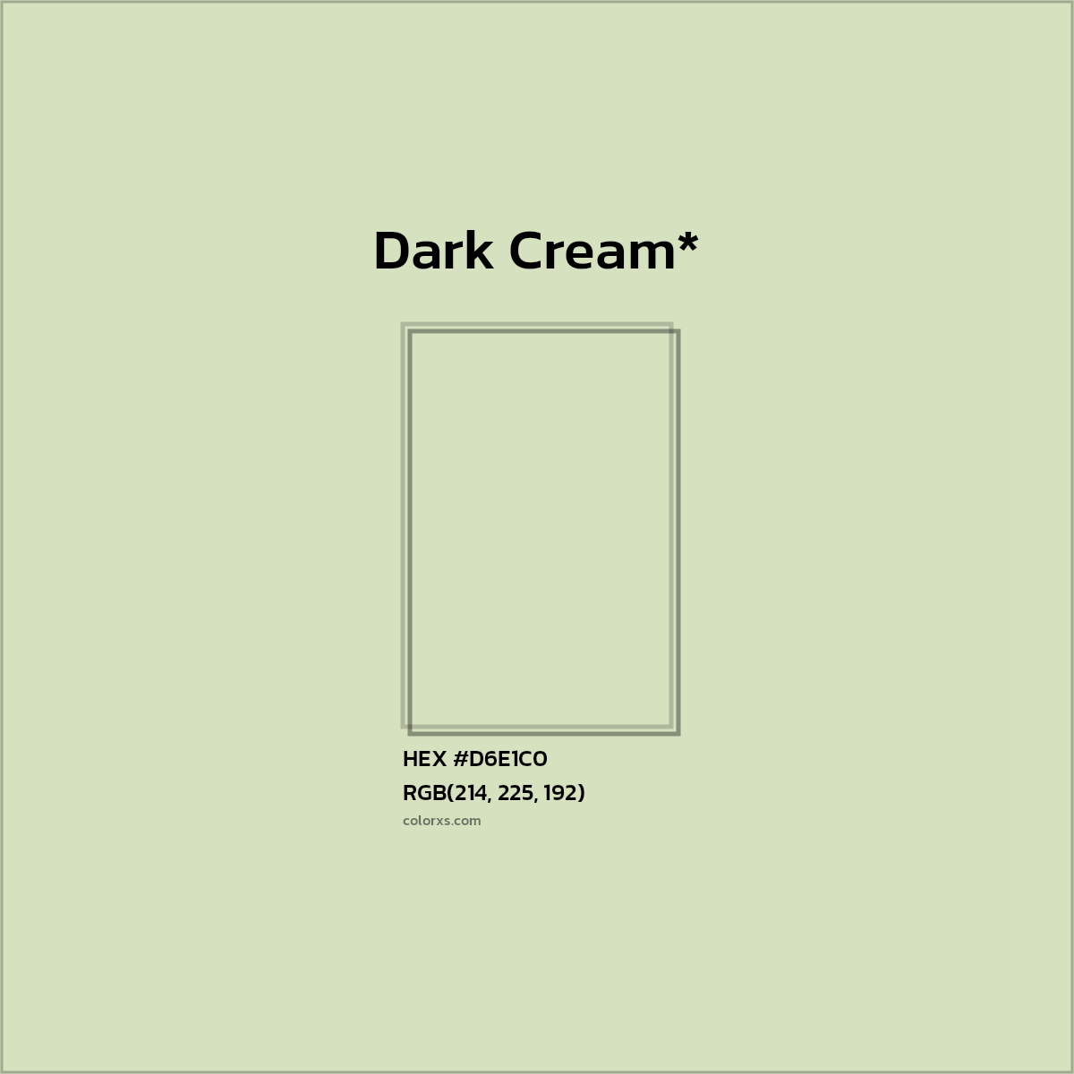 #D6E1C0 hex color. RGB, RYB, CMYK, HSL, HSV codes and color conversions. Matching color names, palettes, paints.