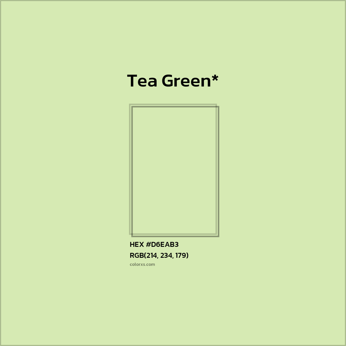 #D6EAB3 hex color. RGB, RYB, CMYK, HSL, HSV codes and color conversions. Matching color names, palettes, paints.