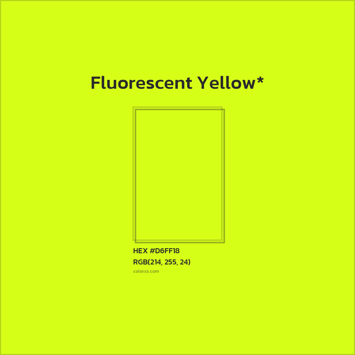 #D6FF18 hex color. RGB, RYB, CMYK, HSL, HSV codes and color conversions. Matching color names, palettes, paints.