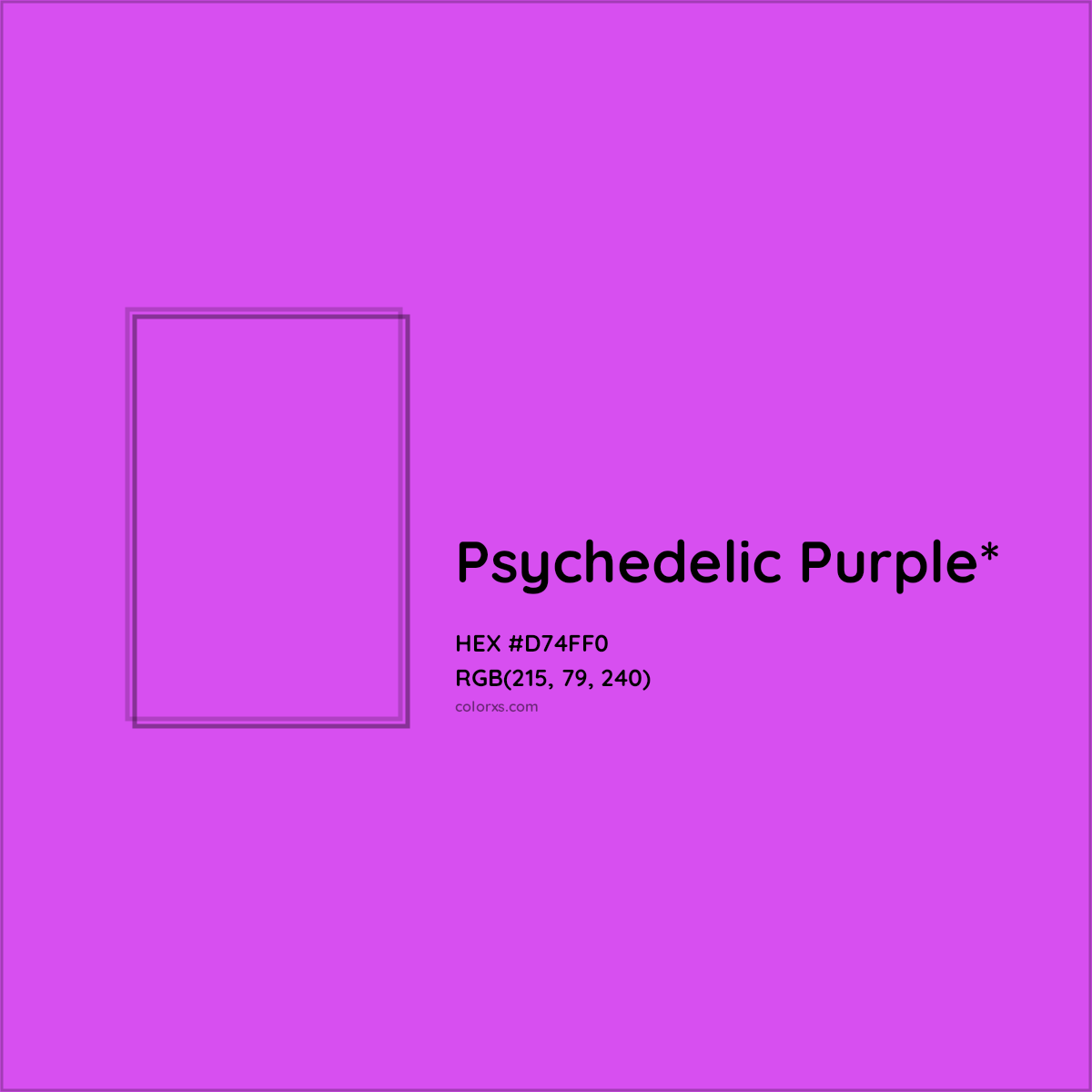 #D74FF0 hex color. RGB, RYB, CMYK, HSL, HSV codes and color conversions. Matching color names, palettes, paints.
