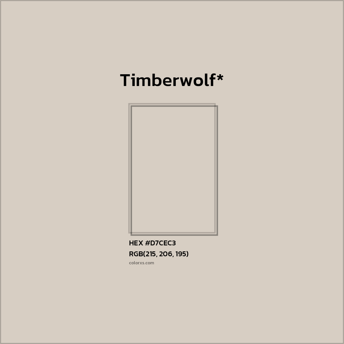 #D7CEC3 hex color. RGB, RYB, CMYK, HSL, HSV codes and color conversions. Matching color names, palettes, paints.