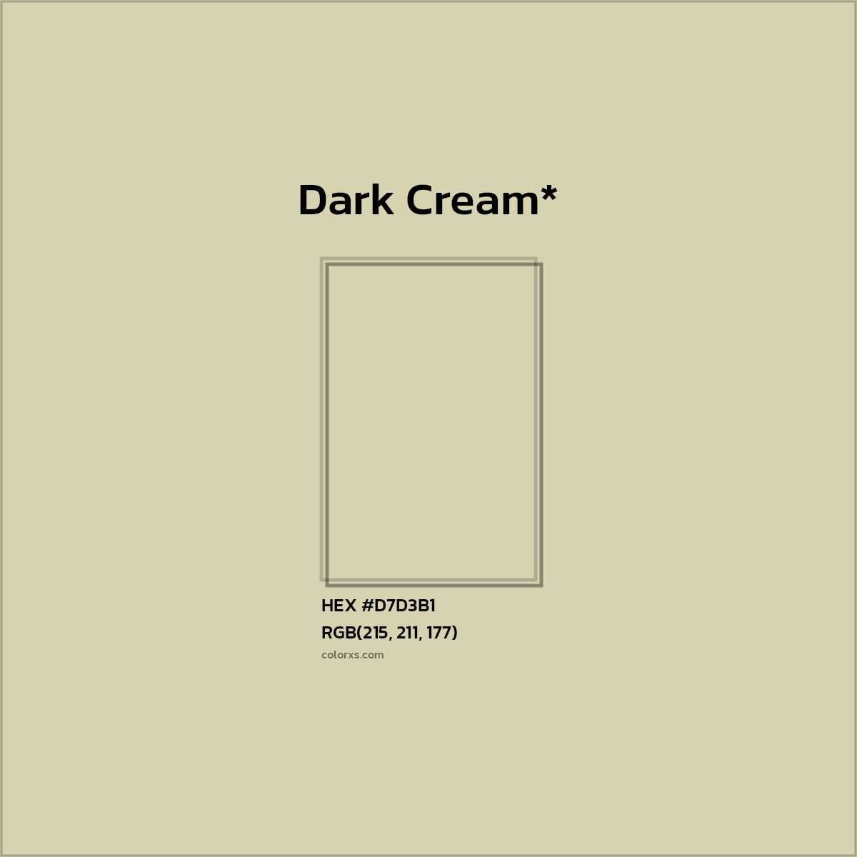 #D7D3B1 hex color. RGB, RYB, CMYK, HSL, HSV codes and color conversions. Matching color names, palettes, paints.