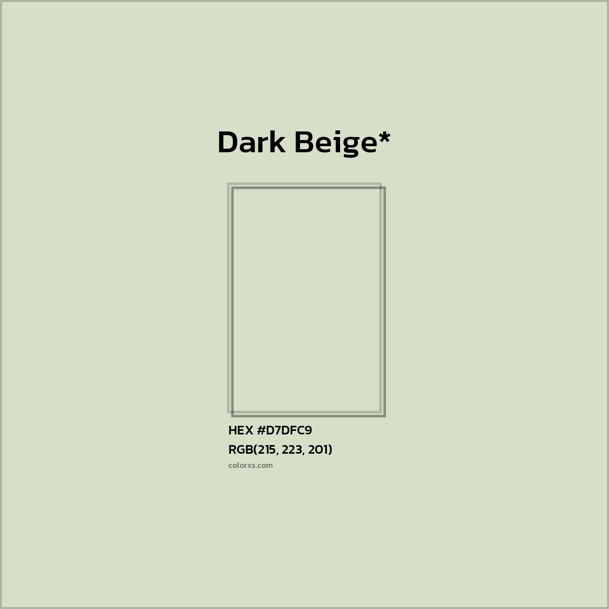 #D7DFC9 hex color. RGB, RYB, CMYK, HSL, HSV codes and color conversions. Matching color names, palettes, paints.
