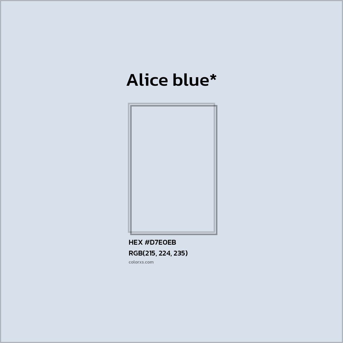 #D7E0EB hex color. RGB, RYB, CMYK, HSL, HSV codes and color conversions. Matching color names, palettes, paints.